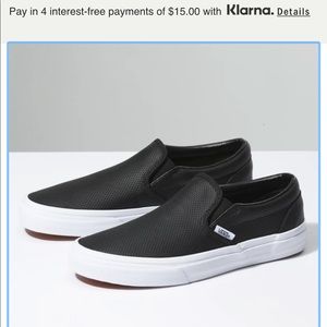 Vans Perf Leather Slip On, Black, Size 7, Women